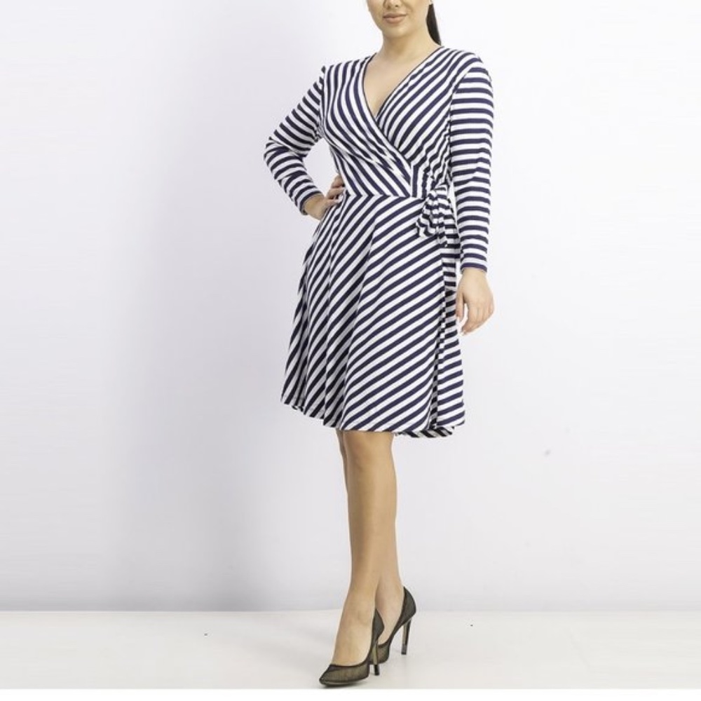Maison Jules Striped Wrap Dress